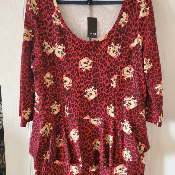 NWT Torrid skulls midi peplum dress - Picture 5 of 9